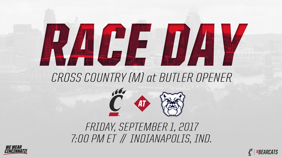 GoBearcatsTFXC's tweet photo. It's #RaceDay for the #Bearcats men as they open 2017 season TONIGHT!
π±π»π at #ButlerOpener
β±οΈ 7:30pm
π Carmel, Ind.
πhttps://t.co/GipRhiTUge https://t.co/AgyoNtXr2A
