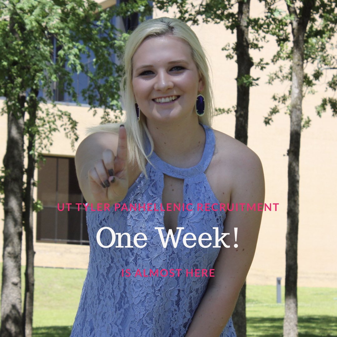 uttylerPan's tweet photo. β¨ sign up for Panhellenic recruitment!! Link in bio β’ it is only ONE WEEK AWAY!! β¨ #uttyler21 #uttyler #utt21 #uttgreeks #uttylergreeks https://t.co/IBnHZVBZ5x