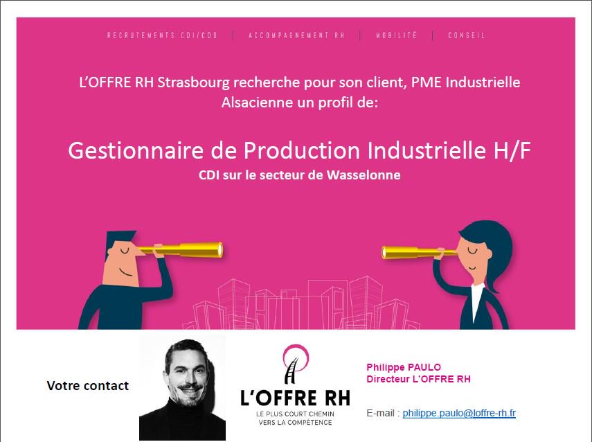 Offre_Rh's tweet photo. Nous recherchons actuellement un Gestionnaire de Production Industrielle près de #Wasselonne 
Plus d'informations ?->https://t.co/bYosRJ0l6w https://t.co/KCim9DCLvY