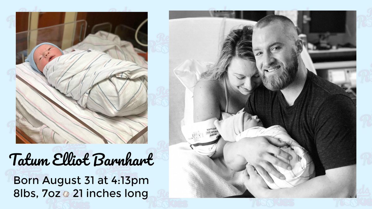 Reds's tweet photo. ☑️ Baby Mes
☑️ Baby Turner
☑️ Baby Barnhart

The catchers' babies triumvirate is complete!

Congrats @SierraMBarnhart &amp; @Tucker_Barnhart! 👶🍼 https://t.co/o2Vz9WVSmj