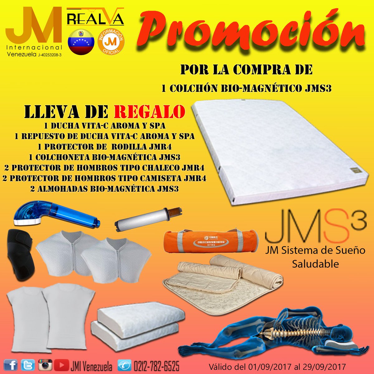 JMIVenezuela's tweet photo. Familia JM.  Regálate el sistema de sueño saludable, con la promoción: 
Por la compra de 1 Colchón Bio-Magnético JMS3 #jmVenezuela https://t.co/YtB9dy5ZcP