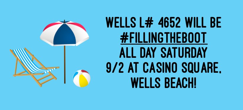 Wells Fire will be out ALL day this Sat 9/2 at Casino Square, Wells Beach!