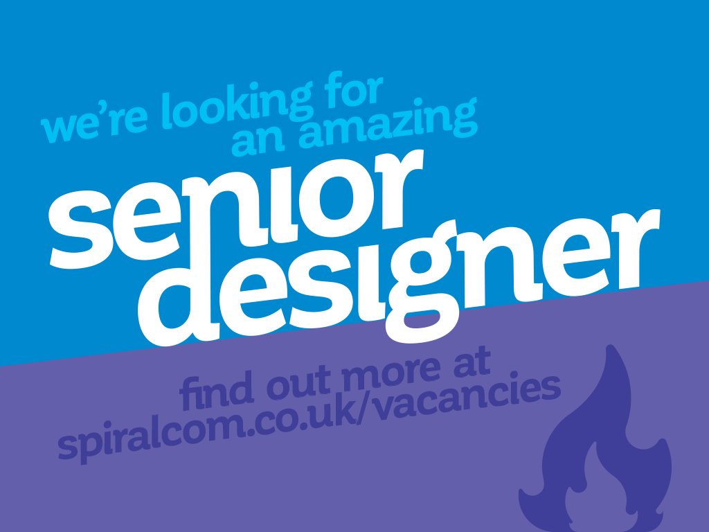 spiralcom's tweet photo. We're Hiring! Enthusiastic #SeniorDesigners apply here https://t.co/77m5BBuSvZ #design #DesignJobs #leeds #creative #GraphicDesign #designer https://t.co/gjnMnde1yX