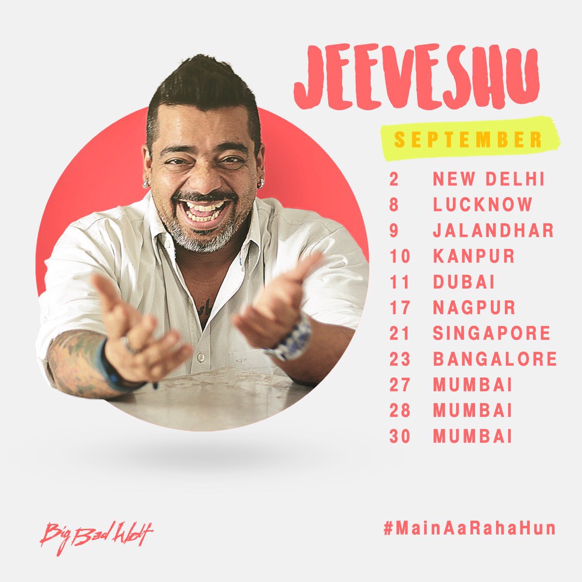 Jeeveshu's tweet photo. Lovely people who love comedy, this is my schedule for September so find a city you are in and go get your tickets now.
#MainAaRahaHun https://t.co/tchvYVoTbZ