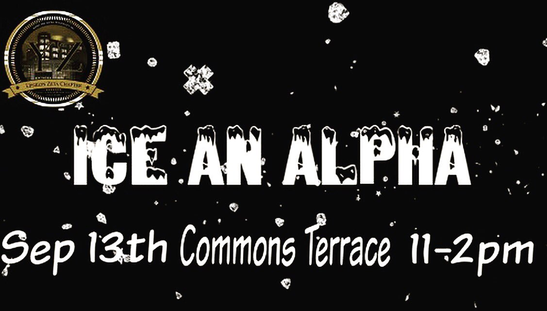 Hilltop_Alphas's tweet photo. Come to the commons terrace from 11-2 on September 13th to ice your favorite alpha. $1 for a small bucket. $3 for large bucket https://t.co/RsDfEjTpVi
