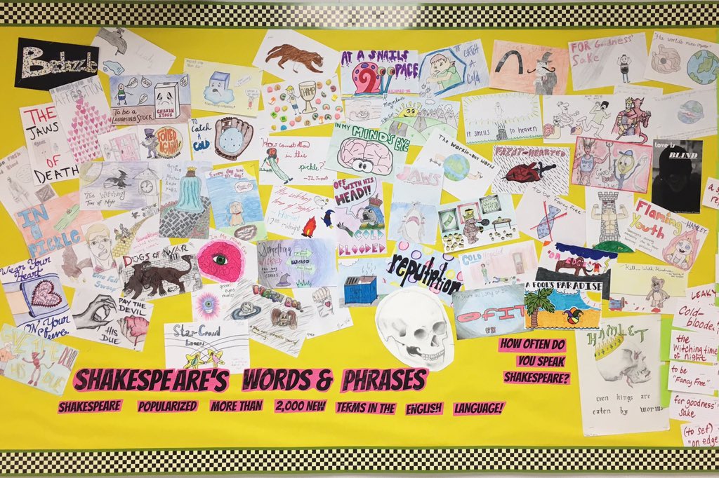 tbertramFZN's tweet photo. #Shakespeare's words&phrases illustrated by 1st, 4th, & 7th Hours (plus some #GreatestHits from years past!) on display now in the #400Hall! https://t.co/EZ6cL4poBd