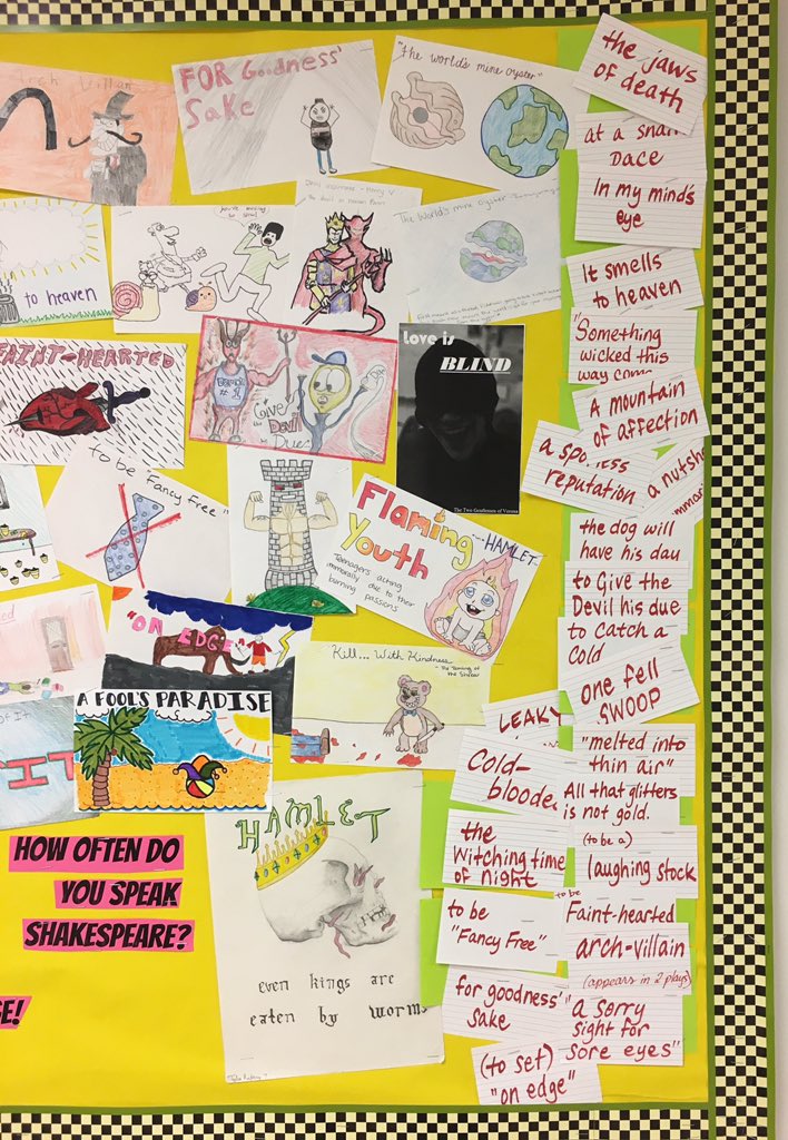 tbertramFZN's tweet photo. #Shakespeare's words&phrases illustrated by 1st, 4th, & 7th Hours (plus some #GreatestHits from years past!) on display now in the #400Hall! https://t.co/EZ6cL4poBd