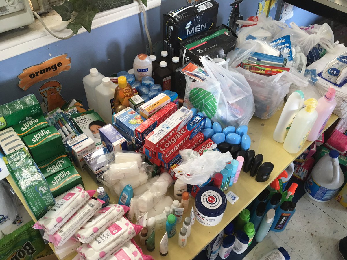 SisterShareefah's tweet photo. We're back at it! #HarveyRelief Efforts @NOIMosque45 . The doors are open today from 9AM-9PM. https://t.co/H6X57jbTOa