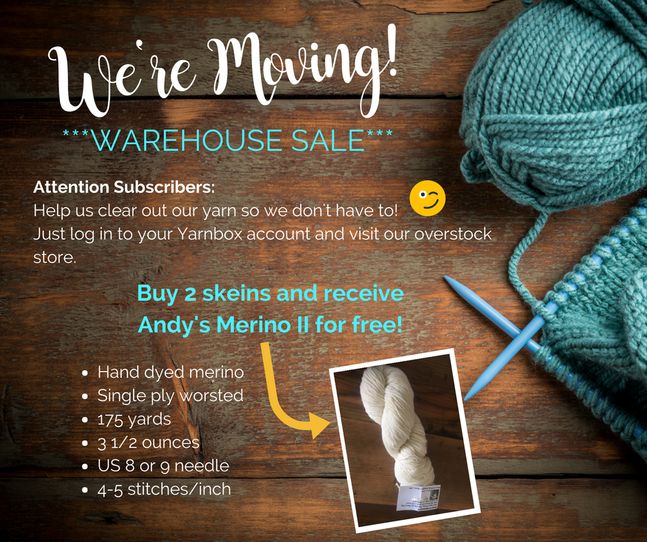 MyYarnBox's tweet photo. For our subscribers - We've got a new warehouse! Check out our overstock sale to help us make room for new inventory: #yarnbox #overstock https://t.co/9IWLDRHcub