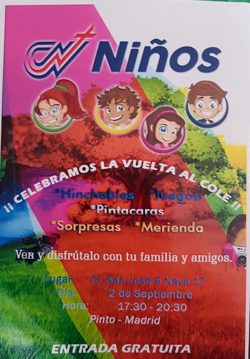 CcnMadrid's tweet photo. ¡Celebramos la vuelta al Cole! Ven con tu Familia a disfrutar  2 de Septiembre 17h30-20h30 CIC CCN Madrid. Informacion telf. 672299478 https://t.co/vFMnEdkY9Q