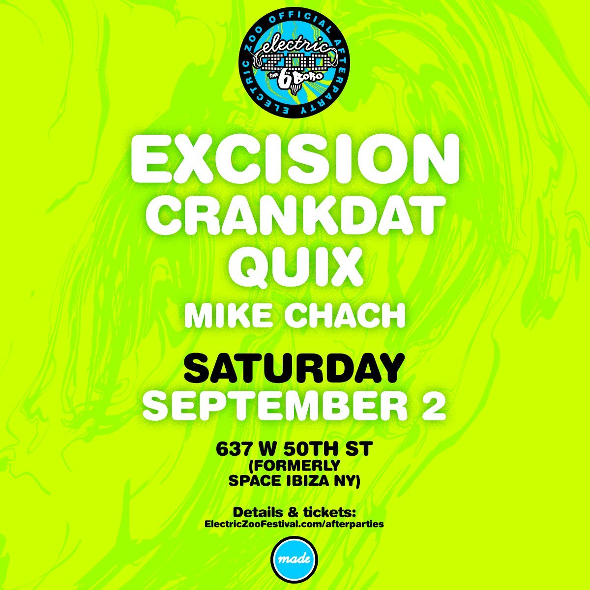 Super pumped to announce that I'll be playing the official <a href="/ElectricZooNY/">Electric Zoo Festival</a> afterparty with <a href="/Excision/">Excision</a> at <a href="/SpaceIbizaNY/">Space Ibiza New York</a>