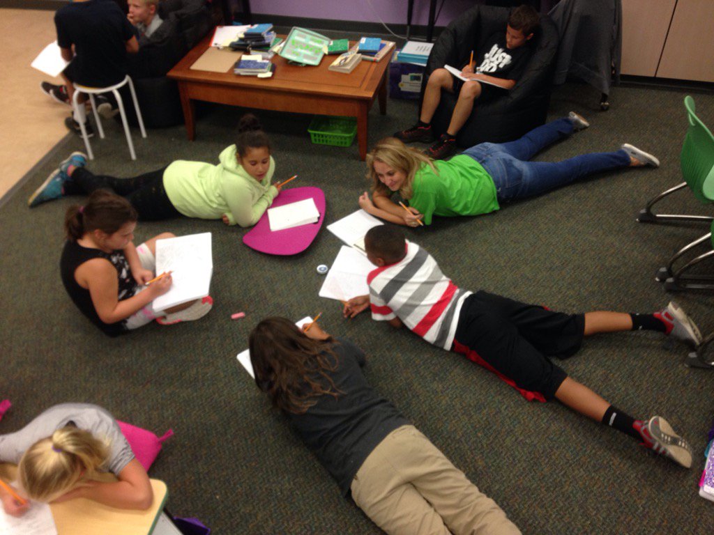 zeoliscott's tweet photo. Can you spot the teacher? These students are developing their small moment stories. https://t.co/PpuH6Q2TfA