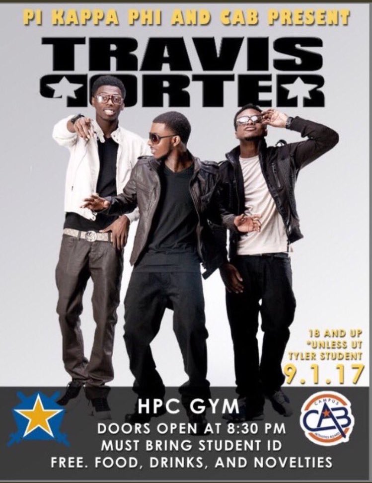 Don't forget to come out the the Travis Porter concert tonight!!! It's going to be LIT y'all!💚❤️ much love to <a href="/pikappUTTyler/">Pi Kappa Phi - UT Tyler</a> and <a href="/CABUTTyler/">UT Tyler CAB</a>