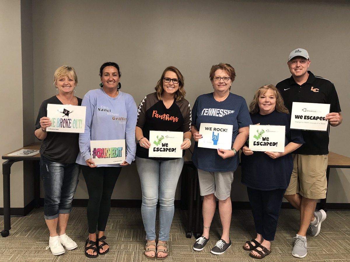 Renee_Loan's tweet photo. Our special education department kicked off Labor Day weekend with @breakoutEDU team building activity #lcsedtech @LenoirCitySch https://t.co/FpJDbphte6