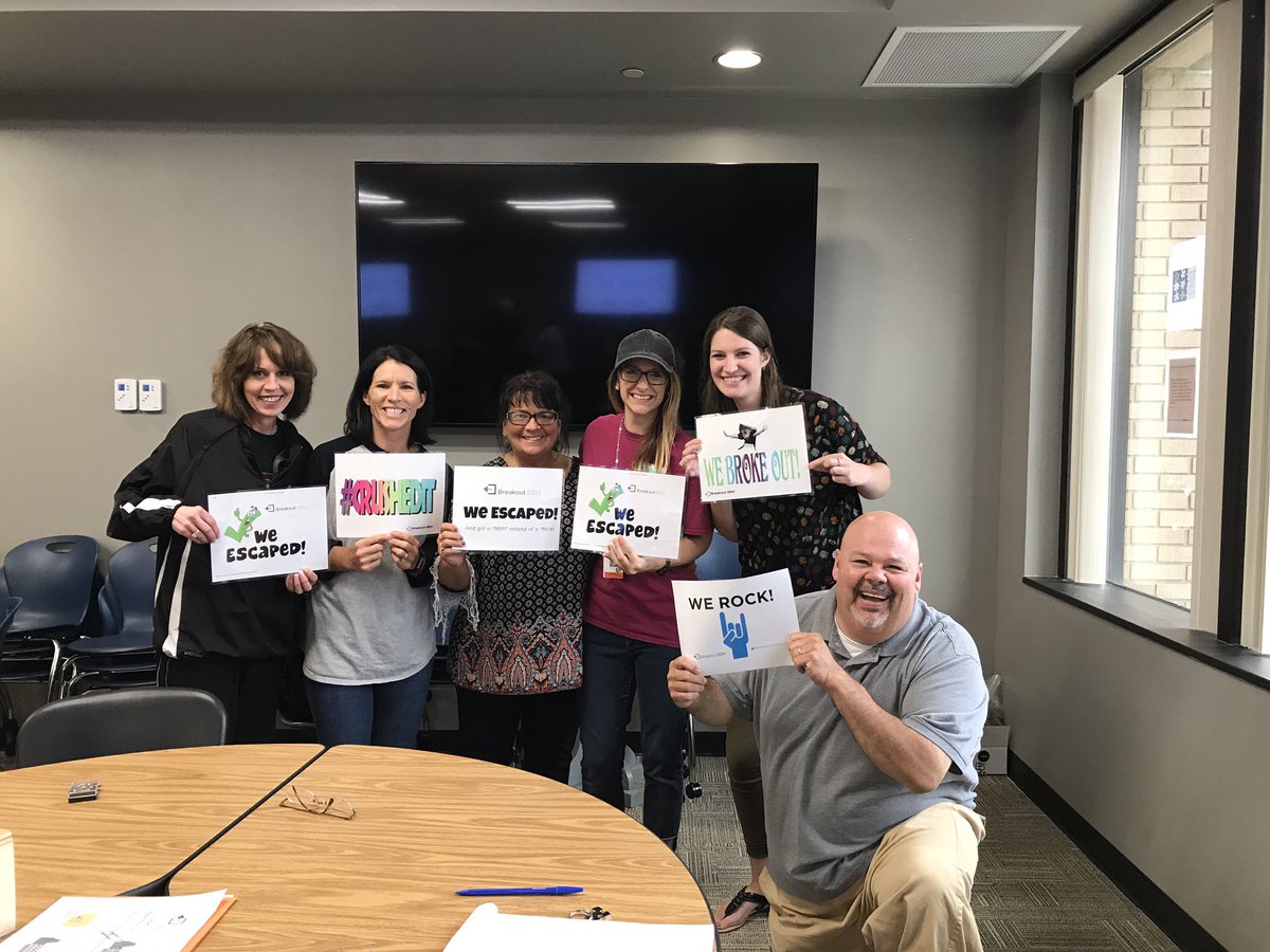 Renee_Loan's tweet photo. Our special education department kicked off Labor Day weekend with @breakoutEDU team building activity #lcsedtech @LenoirCitySch https://t.co/ElG1b2jao4