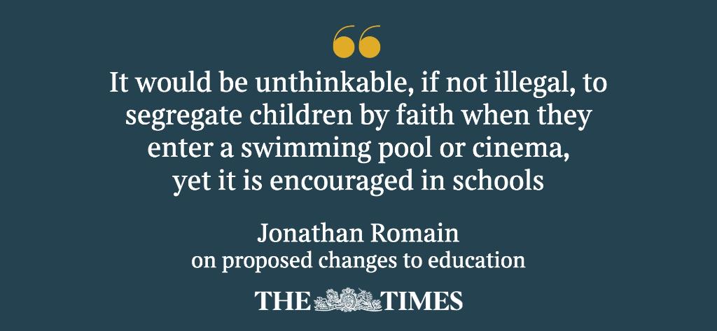 Don't let religious apartheid infect our faith schools, writes <a href="/JonathanRomain/">Jonathan romain</a>  thetim.es/2iNzBby