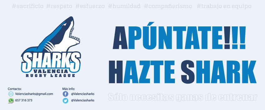 ValenciaSharks's tweet photo. #RUGBYLEAGUE ? 
#HAZTESHARK 

Solo necesitas ganas de entrenar https://t.co/PNBaSKBe2G