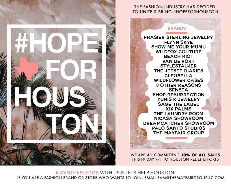 frasiersterling's tweet photo. Today we are going to #JOINTHEPLEDGE to bring #HOPEFORHOUSTON. We'll be giving 10% of our sales to the Houston Area Womens Center. 💘 https://t.co/TDTFEgb7oU
