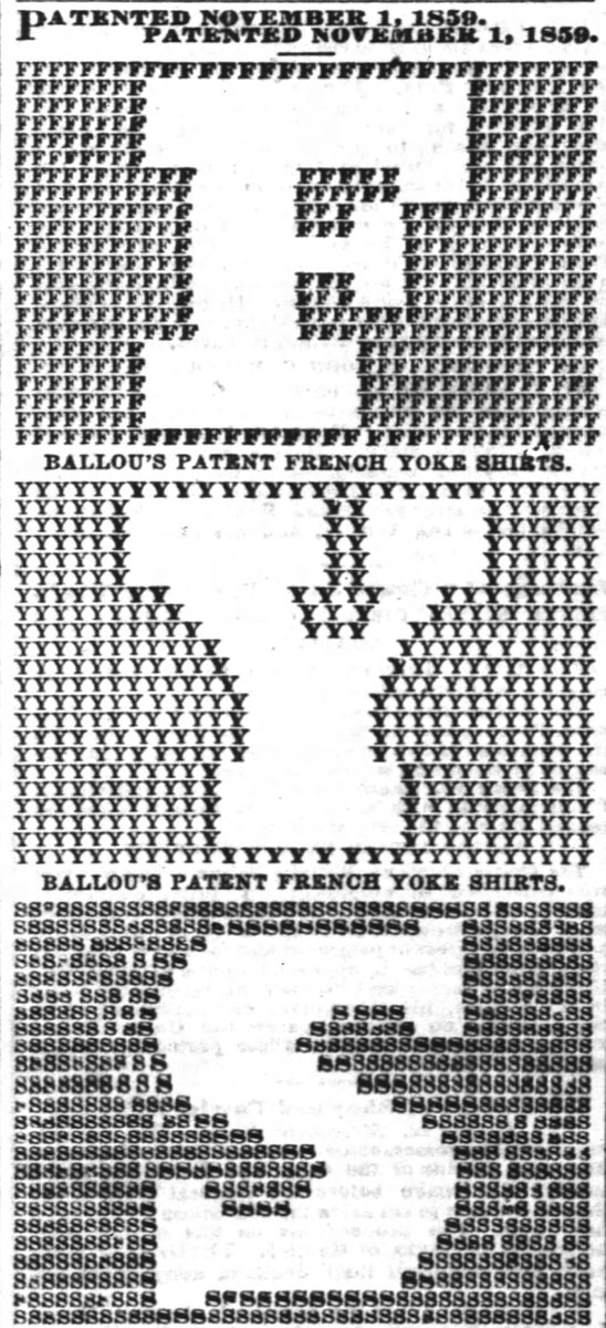 Ballou's was pioneering the form in ads posted in the New York Times in early 1860, and they seemed to have influenced others (later 1860)