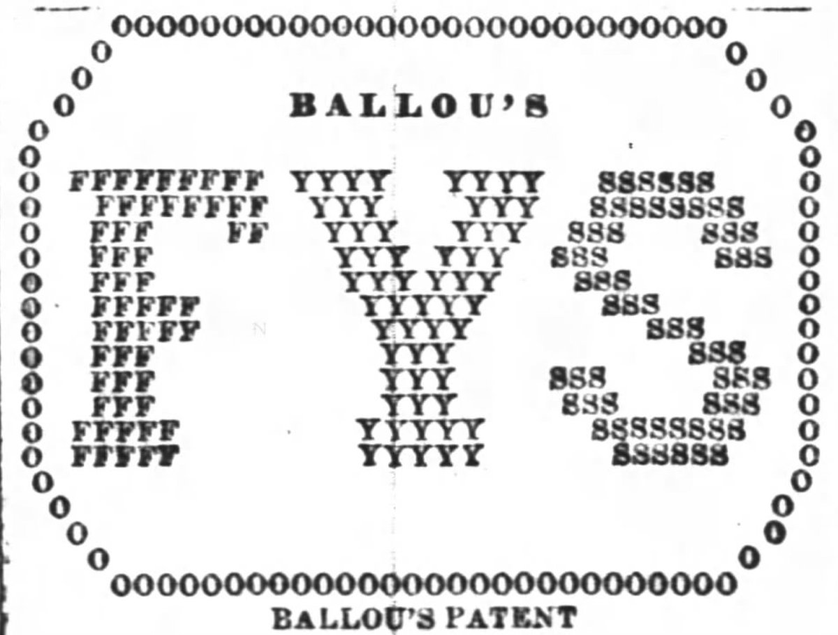 Ballou's was pioneering the form in ads posted in the New York Times in early 1860, and they seemed to have influenced others (later 1860)