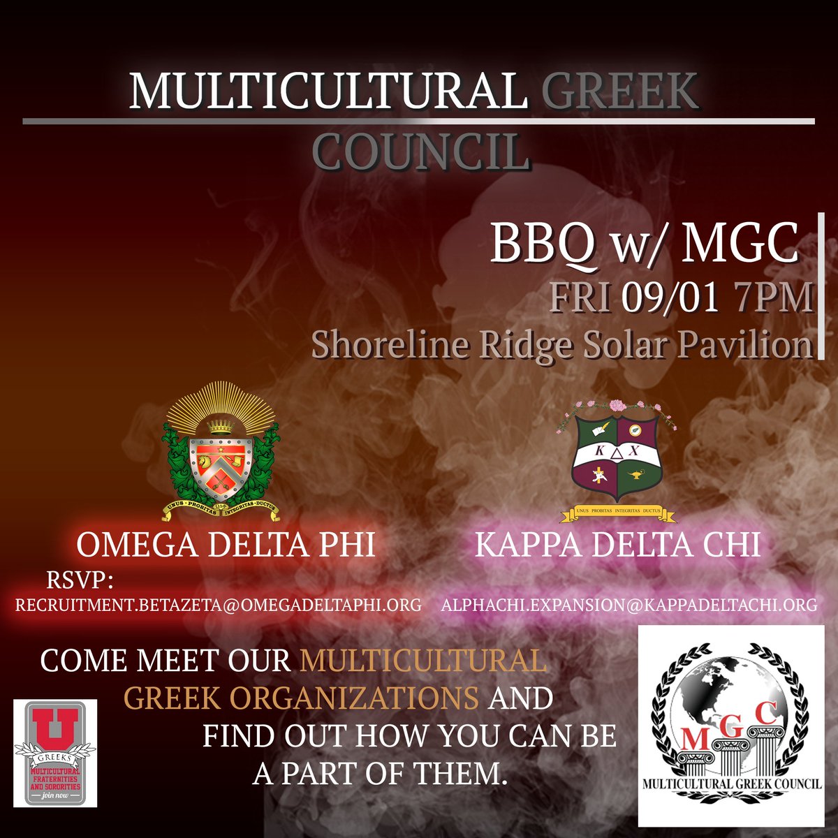 Join us for a BBQ w/ MGC tonight at 7PM. Come meet us and some of the girls from our sister sorority #kdchiutah RSVP ahead of time. #odphi