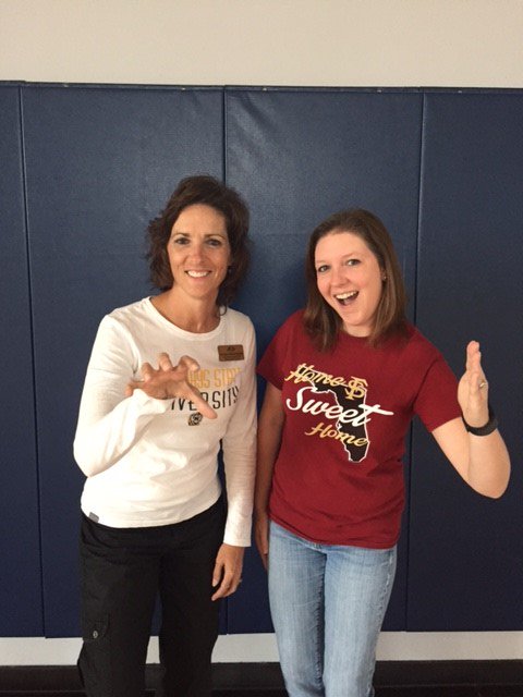 ApexPRD's tweet photo. Celebrating #unitedwefan with our #collegecolors Brook-Lyn and Renee say #GoFortHays #SeminoleForLife https://t.co/aJxFOPlFBA