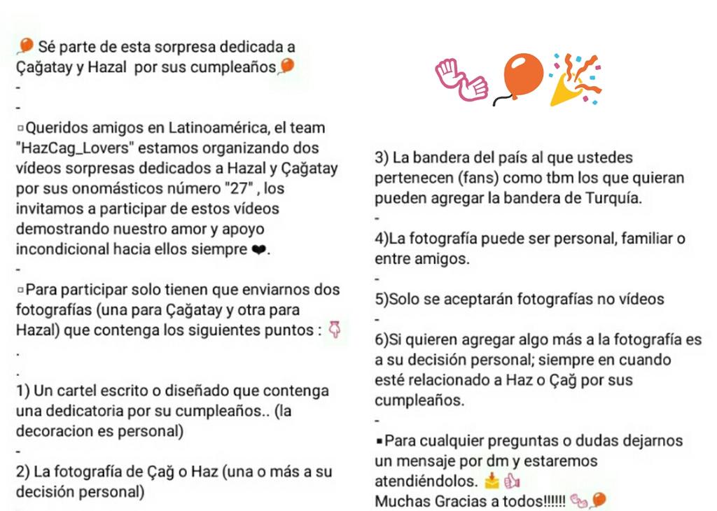 hazcagloverss's tweet photo. Chicos estamos organizando una sorpresa para Haz y Cag por sus cumpleaños, cada día falta menos y esperamos contar con su apoyo!👇

#HazCag 🎉 https://t.co/8ly0dEZ99T