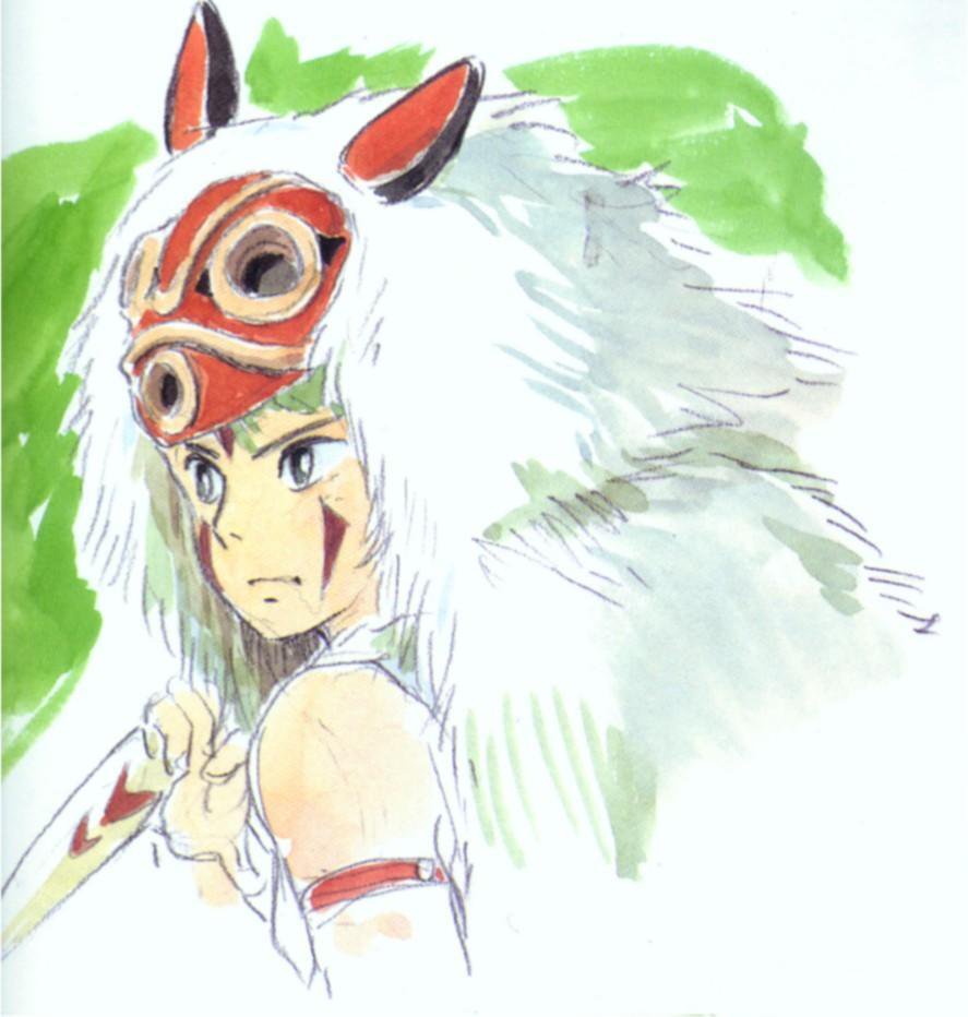 gen_ghibli's tweet image. Boceto original a acuarela de 'La Princesa Mononoke' (Hayao Miyazaki, 1997).