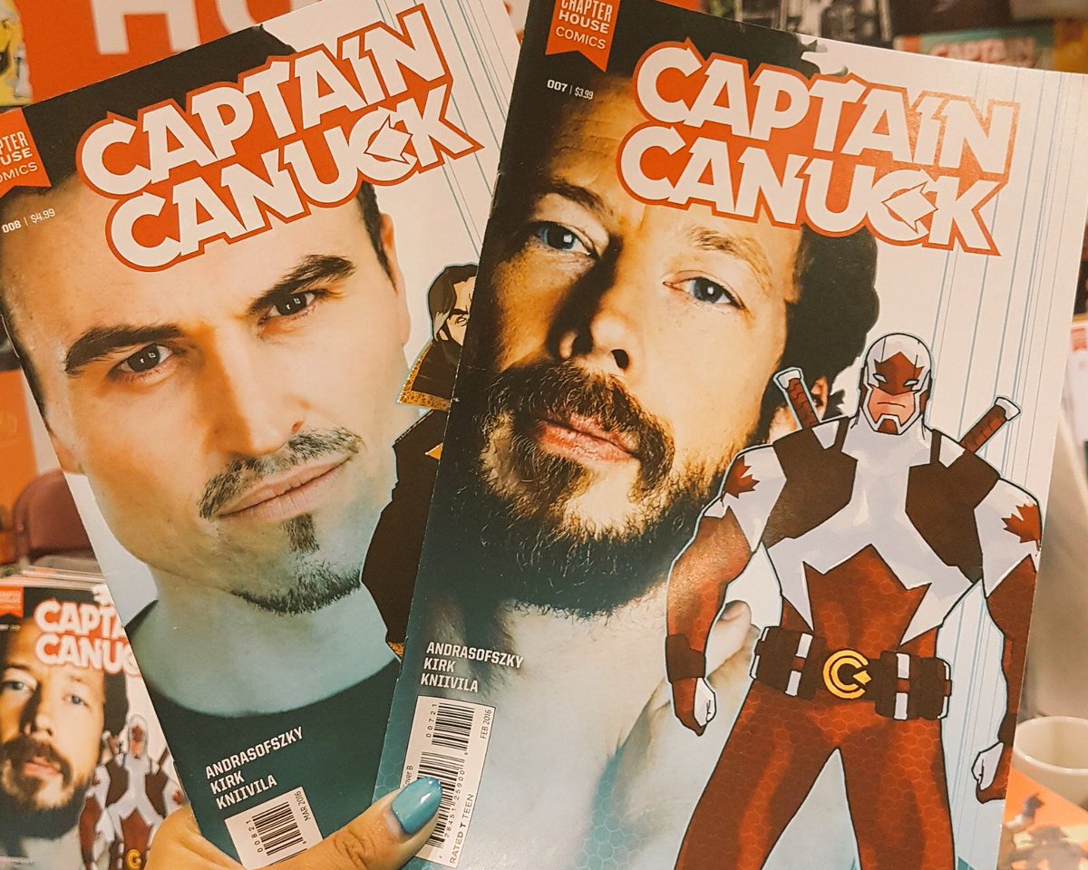 CaptainCanuck's tweet photo. Look at these handsome faces - not as handsome as yours truly of course! Grab your @chapterhouseca goodies at @FANEXPOCANADA booth 811-813. https://t.co/qUpEkS5nS6