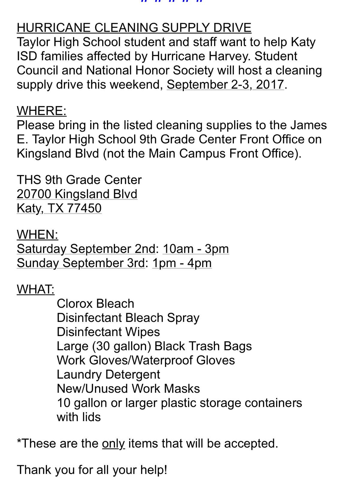 Host a Cleaning Supply Drive