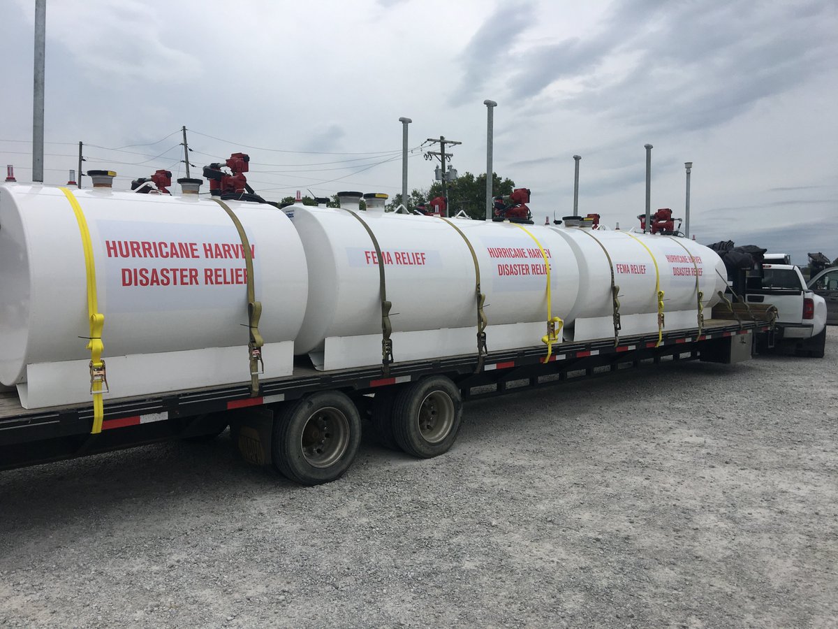 SlyFoxCreative's tweet photo. Our parent company, The Excel Group, just shipped out 7 fuel tanks to Texas. 7 more on the way soon! #DisasterRelief #Harvey https://t.co/Z9fP91Oo12