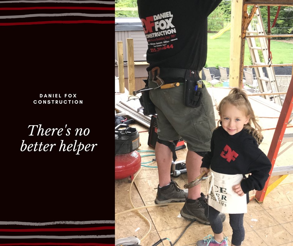 DFConstruction's tweet image. It&apos;s our 1st girl carpenter! We start young in the Fox family. #UncleDansHelper #FutureProjectManager #LadyBoss 
danielfoxconstruction.com