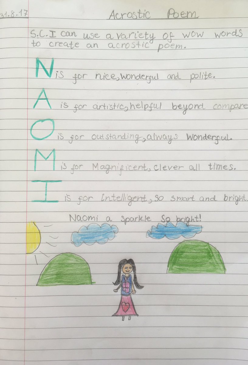 Mrs Edwards Some Super Examples Of Our Acrostic Poems Fantastic Use Of Wow Words And Some Excellent Illustrations Too