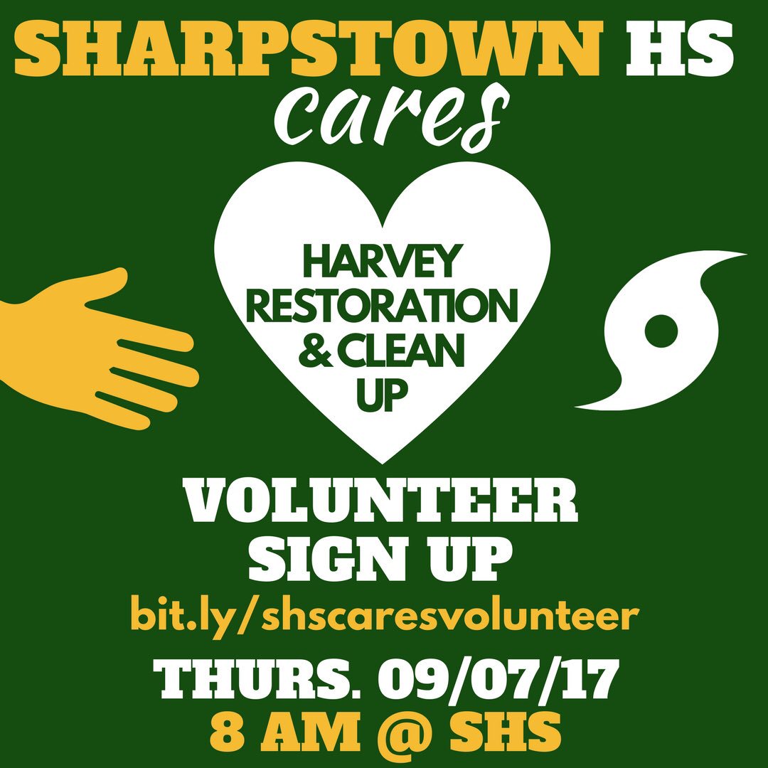 Volunteer 4 Sharpstown HS community cleanup: bit.ly/shscaresvolunt… Thurs. 09/07 @ 8 AM: #SHSCares #PublicSchoolStrong #HoustonStrong