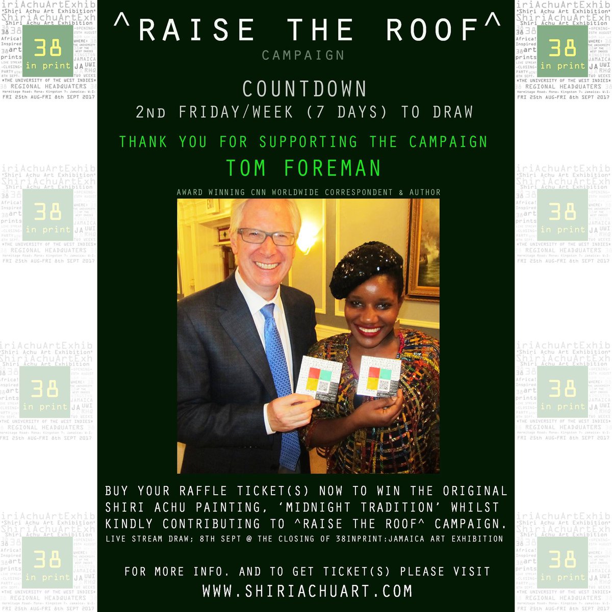 shiriachuart's tweet image. Thankyou for supporting the ^Raise The Roof^ campaign #CNN #TomForeman  #7DaysCountdown Buy your raffle ticket now; shiriachuart.com