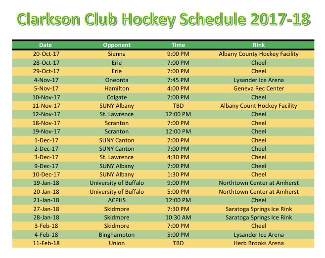 Clarkson Club Hockey on Twitter "Here it is! Clarkson Club Hockey's
