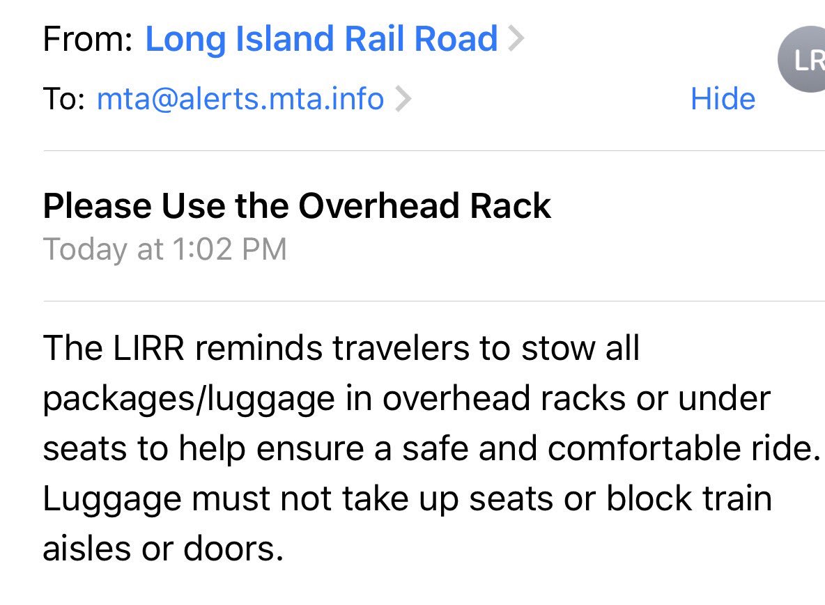 briangerhardt's tweet photo. It's nice that the @LIRR sends out these email messages but I've yet to see this one enforced by any of the conductors @LIRRGuy #HellCommute https://t.co/ToZa9zoATE