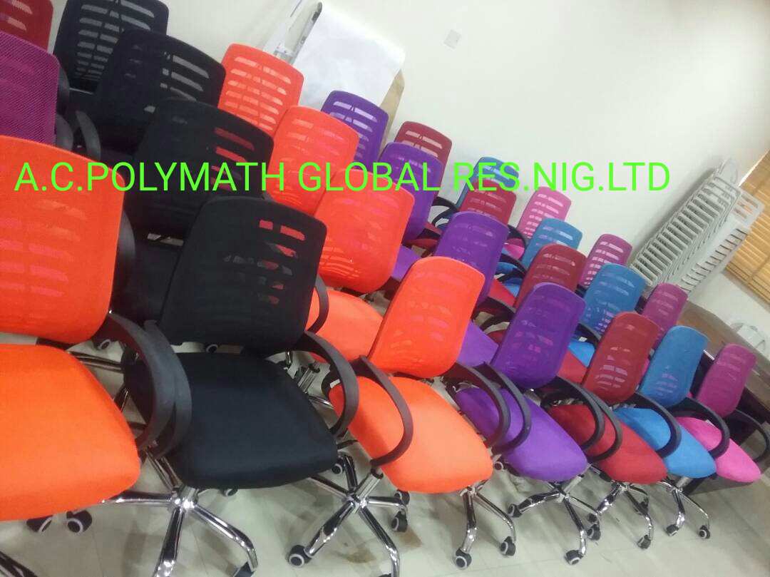 AcPolymath's tweet photo. We thought this would be a good way to start the new month... Grace your office with the right chairs...order yours @AcPolymath #OfficeChair https://t.co/Xsh0HAtZUp