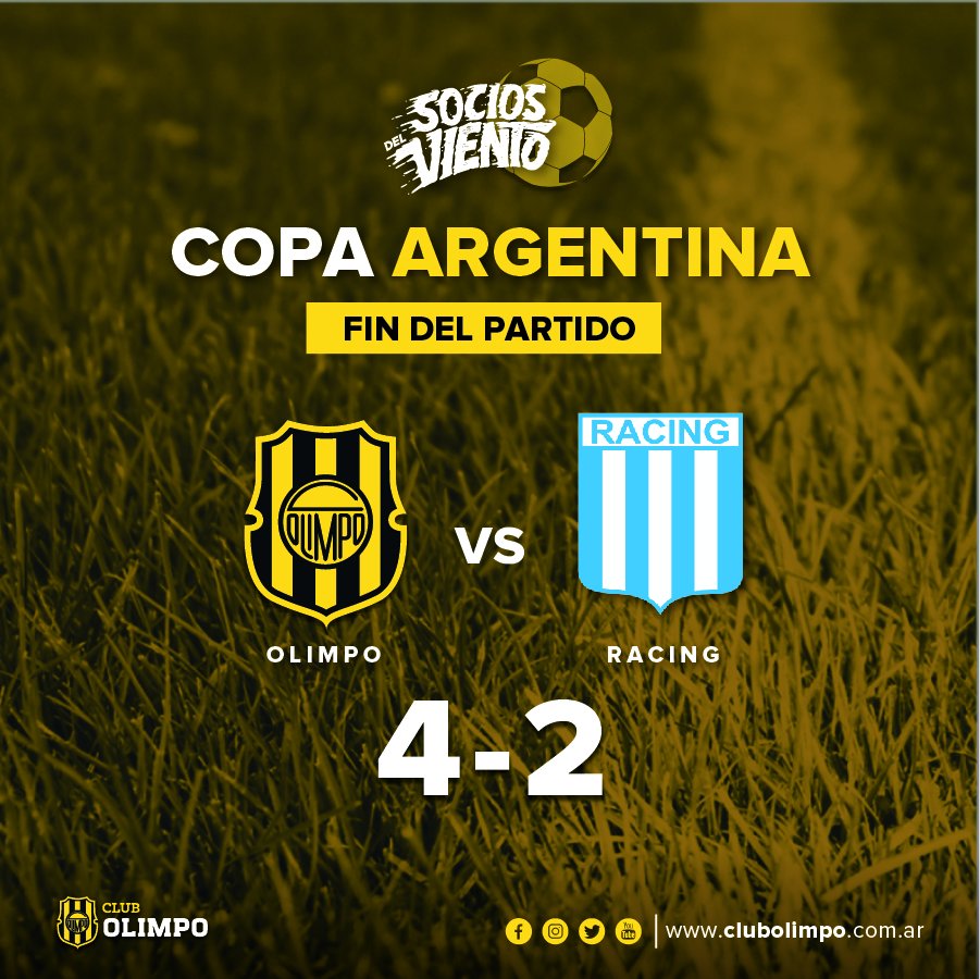 Olimpo_Oficial's tweet photo. @RacingClub @Copa_Argentina ¡Final del encuentro! #Olimpo 4-2 #Racing. De esta manera clasificamos a 8avos de final de la @Copa_Argentina https://t.co/TIaI1vlWtt
