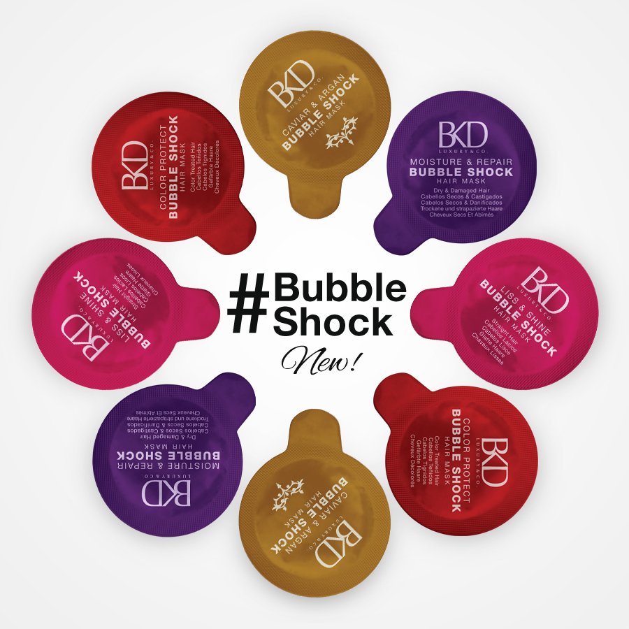 BKDcosmetics's tweet photo. ✨LANZAMIENTO BUBBLE SHOCK ✨
Exclusivo formato monodosis que transforma tu cabello en sólo 5 minutos. ¡Conocelo!
#LoveBKD #BKDAddict https://t.co/UDFi7yLe9B
