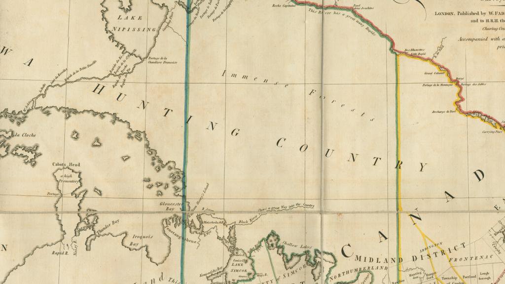 WahtaFire's tweet photo. This map was prepared for Lt Gov JG Simcoe in 1800. It portrays Muskoka as an empty land despite presence of FNs. #IndigenousTitle https://t.co/UjzV5Re0hm