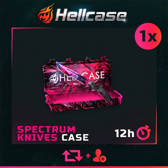 hellcase's tweet photo. 🔥Spectrum Knives Case #Giveaway:

▪️RT &amp; Follow &amp; Tag 2 Friends &amp; Profile URL
▪️Join to Case Battle: https://t.co/US6jXojRR8
🏆Winner in 12h! https://t.co/xOHyJCwlzK