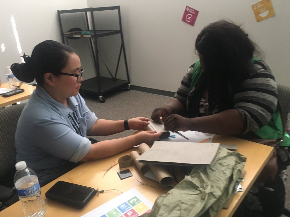 Marybwalls's tweet photo. Expanded Learning instructors learn ways to get #iCreate2018 #EnviroLiteracy #RootsandShoots & #TeachSDGs to their students https://t.co/NRIDPwwDJs