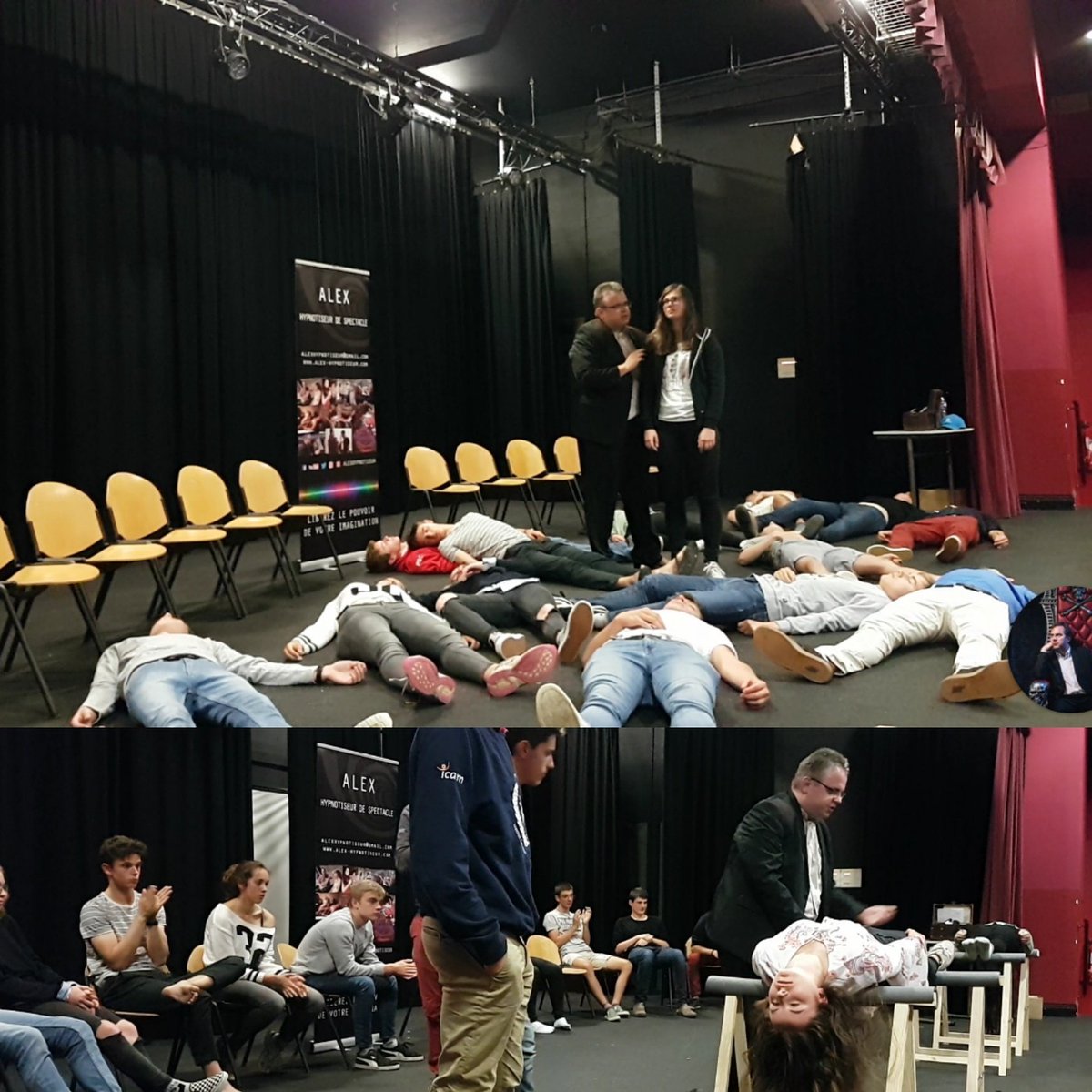 AlexHypnotiseur's tweet photo. Hypnose pour la dernière soirée de la semaine d'integration Icam Lille #hypnose #icam #icamlille #ICAM2017 https://t.co/GsH2uWthm0