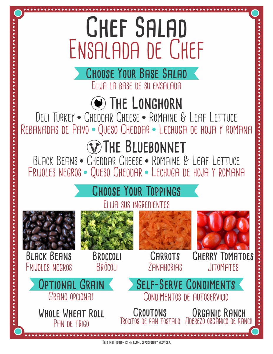 AustinISDFood's tweet photo. Salad bars will be offered daily @ all elementary schools starting Tues 9/5! Themes rotate weekly, starting with a Chef theme! #AISDproud https://t.co/hrISaoCsqc