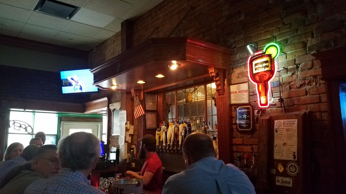 BarredinDC's tweet photo. 1st time @Hamiltonsdc which is pretty great/old school. $1 Miller High Life cans on Fridays are nice https://t.co/pRXsIadgwY