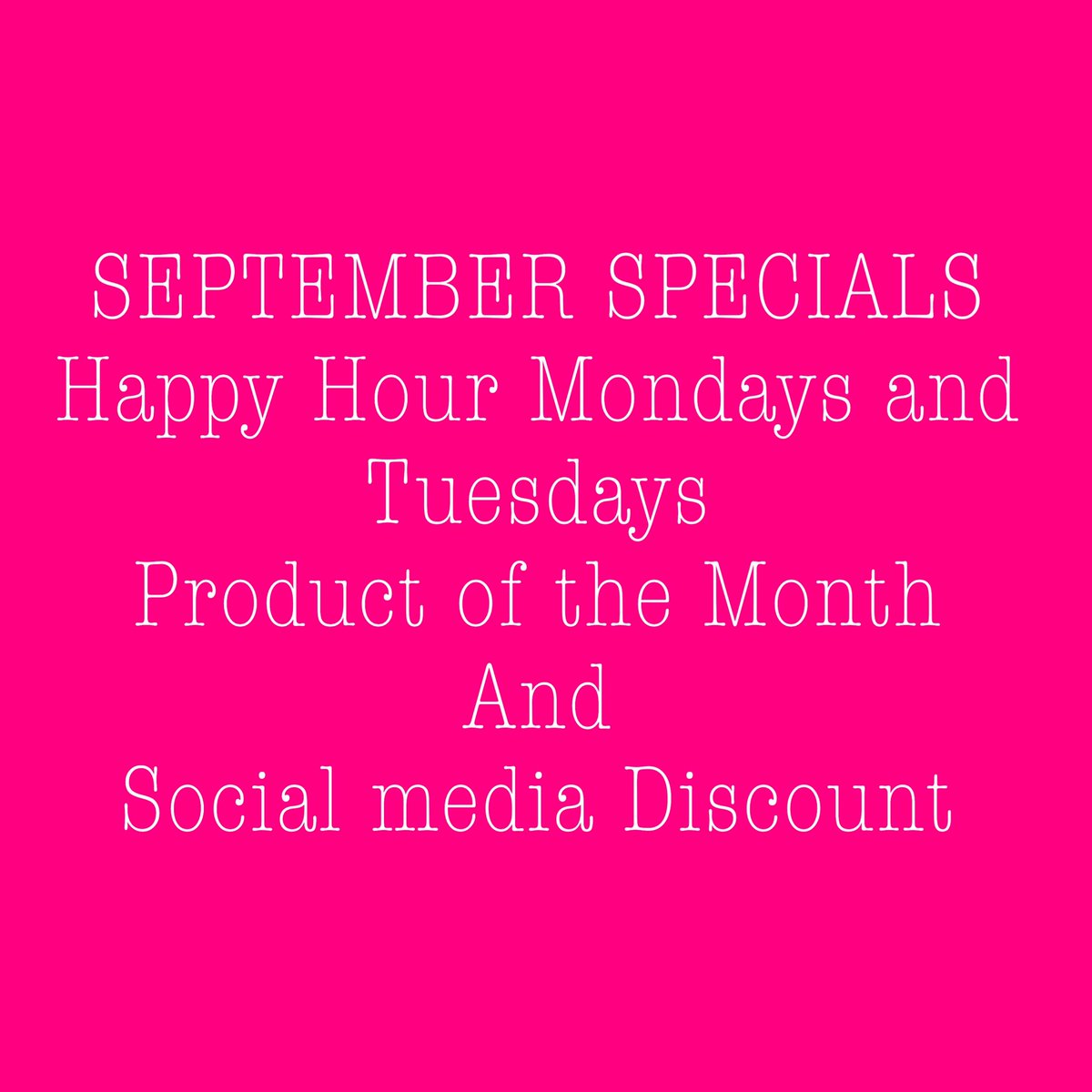 SuddenlySunless's tweet photo. details coming soon!!! #septemberspecials #spraytan #suddenlysunless #HelloSeptember https://t.co/5qWbJNVecA