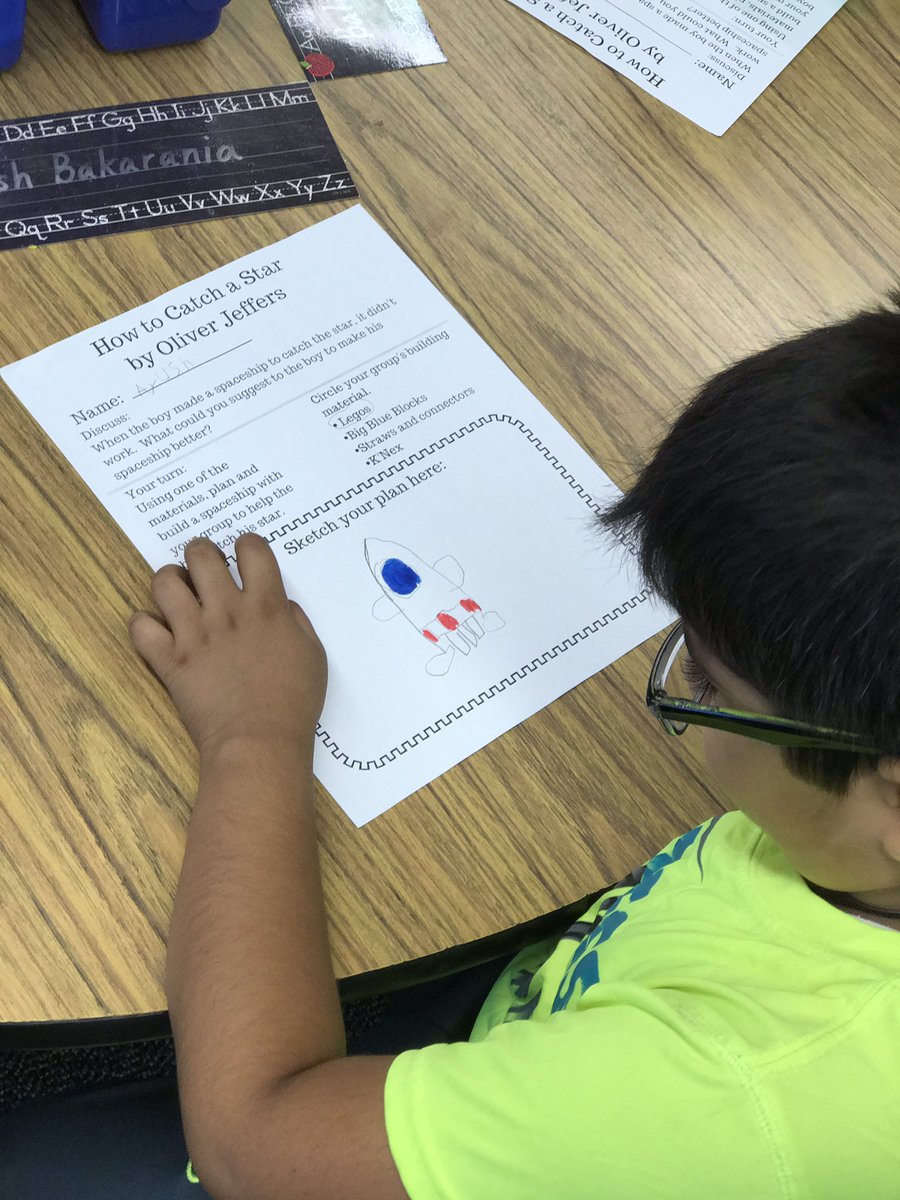 Sketching a spaceship to help "Catch a Star." @GattassiClass <a href="/OliverJeffers/">Oliver Jeffers</a> #HowToCatchAStar #d25learns #STEAM