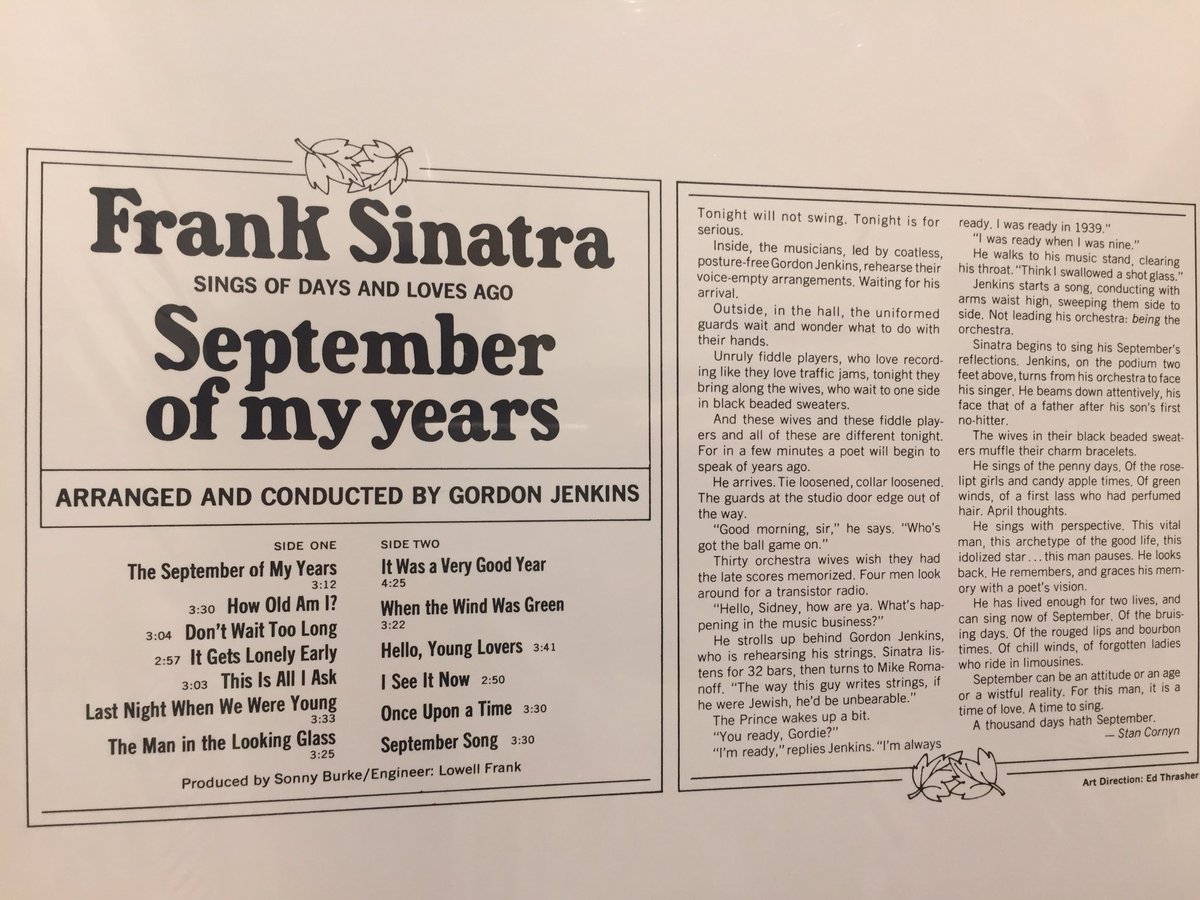 Sixties_Music's tweet photo. Frank Sinatra
It Was a Very Good Year
(US, Sep 1965)
https://t.co/3VeRs9rrH9
from the album September of My Years
#ErvinDrake #GordonJenkins https://t.co/iUV7vxSbPP