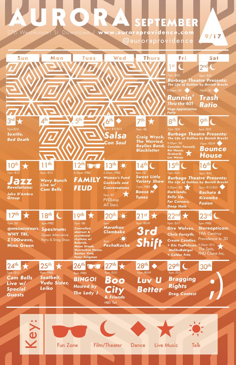 2 more months of programming until we close forever. Come celebrate the good times! auroraprovidence.com/calendar/